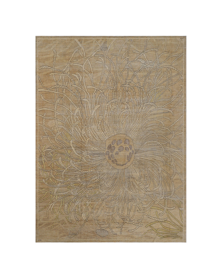Gold Feathered Star Fish Hand-Knotted Ariana Modern Rug