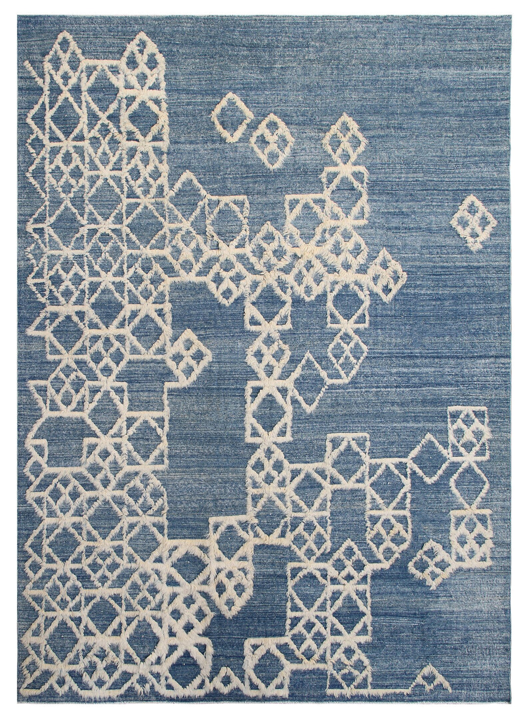 Authentic Ariana Modern Kilim - Contemporary Blue and White Design