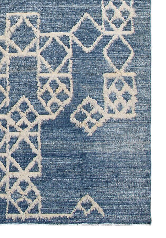Authentic Ariana Modern Kilim - Contemporary Blue and White Design