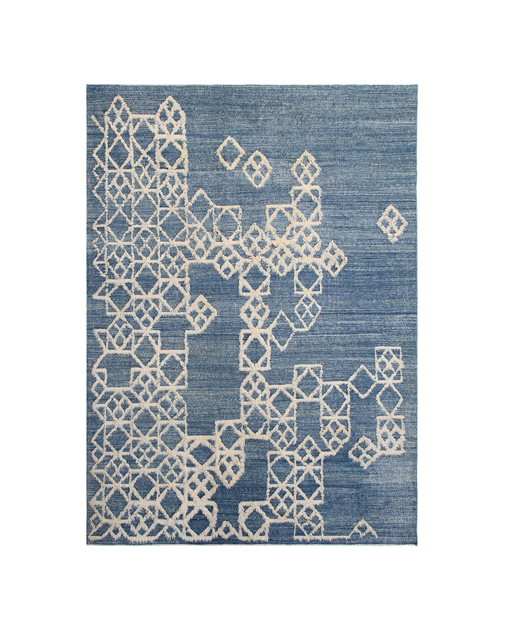 Authentic Ariana Modern Kilim - Contemporary Blue and White Design