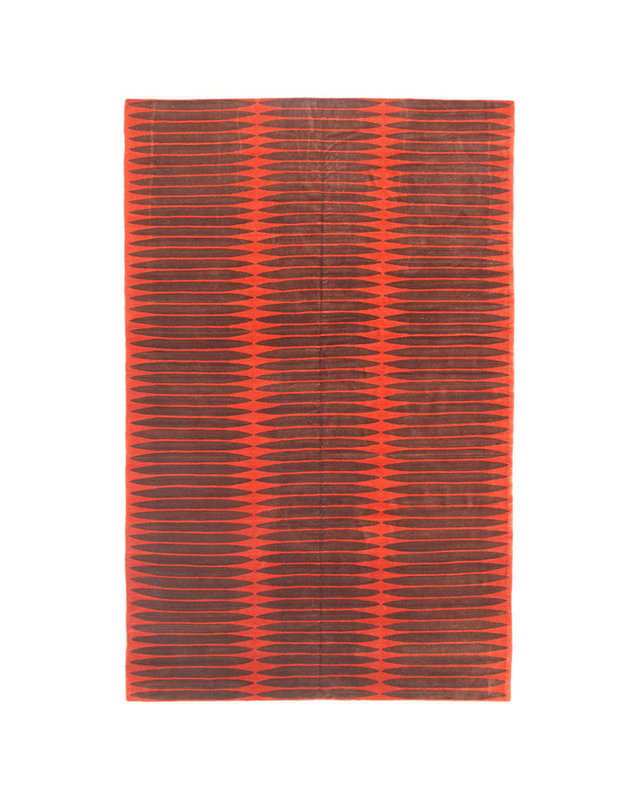 Ariana Modern Rust and Black Geometric Tibetan Rug - 10'10" x 17'03"