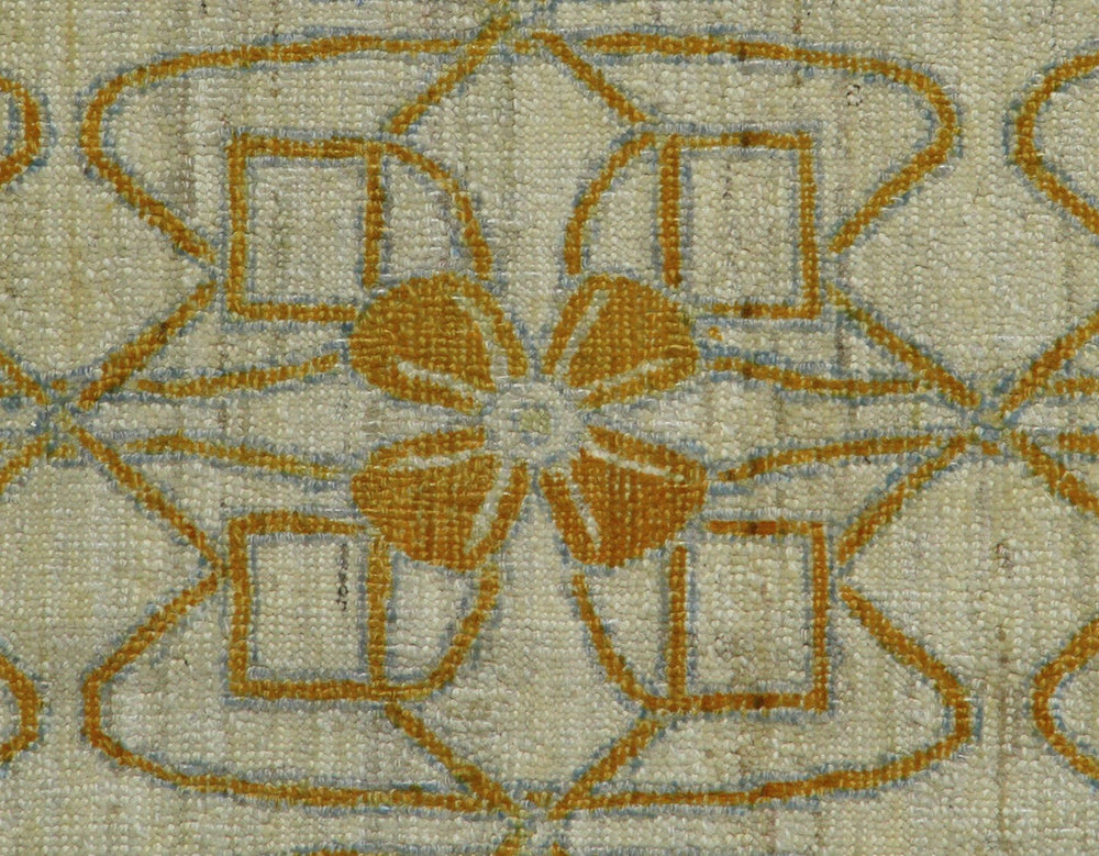 14'2" x 10'3" oversized Ariana Modern hand-knotted organic wool area rug in vibrant gold and orange tones