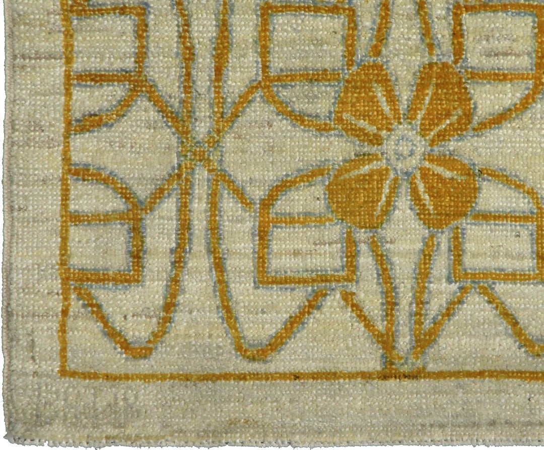 14'2" x 10'3" oversized Ariana Modern hand-knotted organic wool area rug in vibrant gold and orange tones