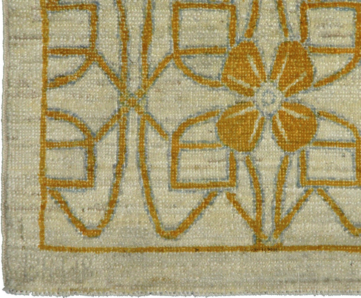 14'2" x 10'3" oversized Ariana Modern hand-knotted organic wool area rug in vibrant gold and orange tones