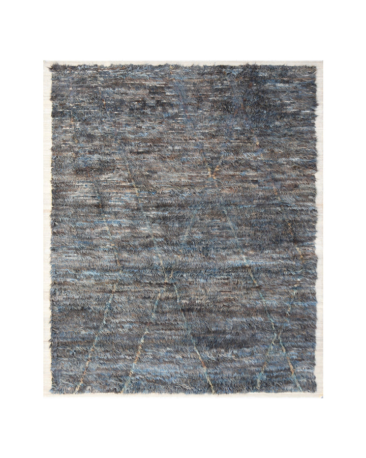 Ariana Rugs Barchi Collection Shaggy Moroccan Style Area Rug Navy and Gray