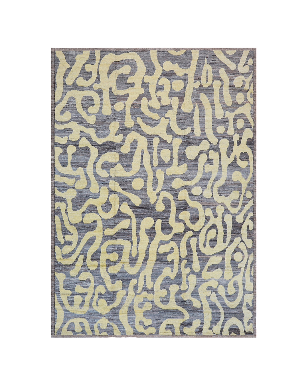 Ariana Rugs Barchi Collection Hand-Knotted Moroccan Shag Wool Rug Grey and Yellow