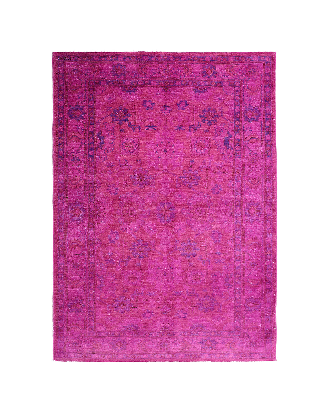 Ariana Overdye 3'11" x 5'9" hand-knotted luxury Afghan rug in magenta with Persian motif, ethically woven by Hazara women artisans.