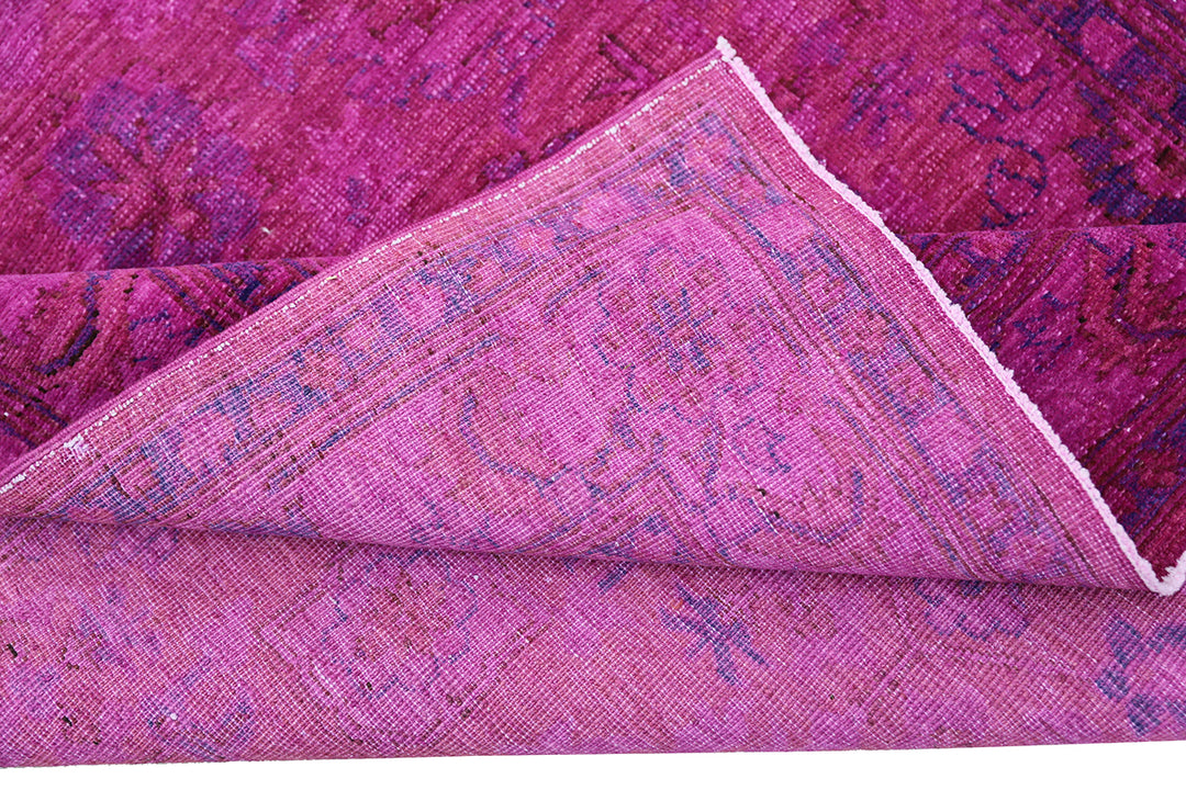 Ariana Overdye 3'11" x 5'9" hand-knotted luxury Afghan rug in magenta with Persian motif, ethically woven by Hazara women artisans.