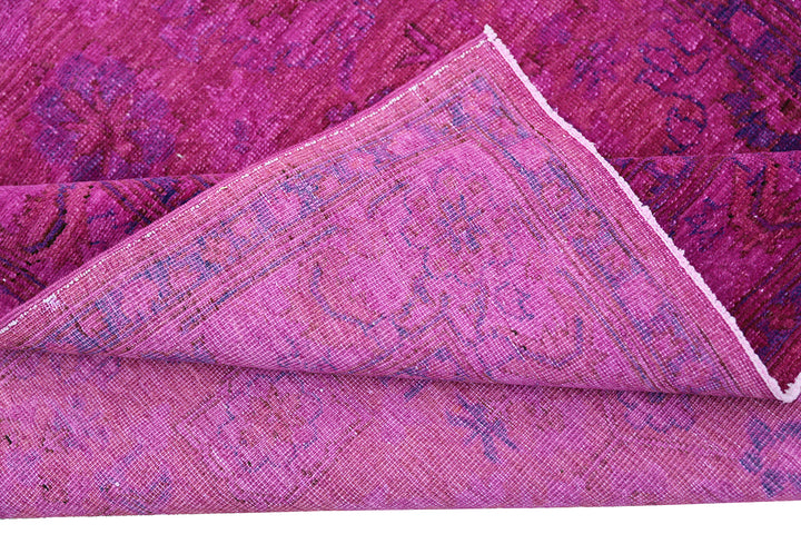 Ariana Overdye 3'11" x 5'9" hand-knotted luxury Afghan rug in magenta with Persian motif, ethically woven by Hazara women artisans.