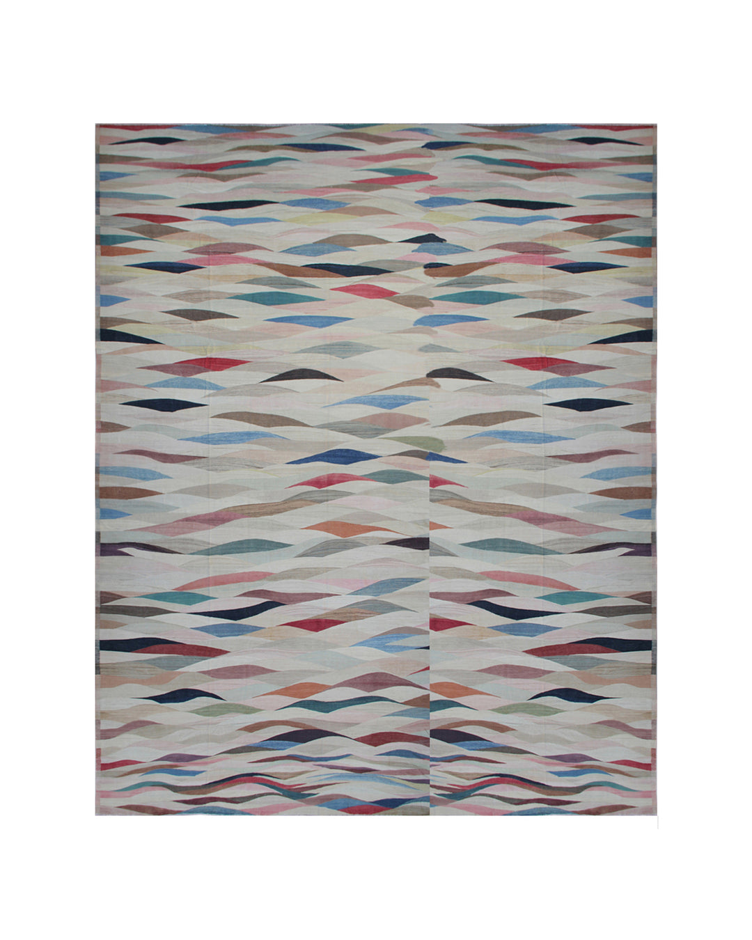 Ariana Rugs 16'x26' handwoven colorful contemporary multi-jewel tone wool kilim area rug crafted by skilled Uzbek women in Afghanistan on a cotton foundation.