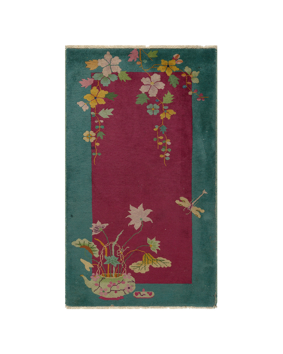 Ariana Rugs 3x5 Vintage Chinese Art Deco Floral Hand-Knotted Wool Rug