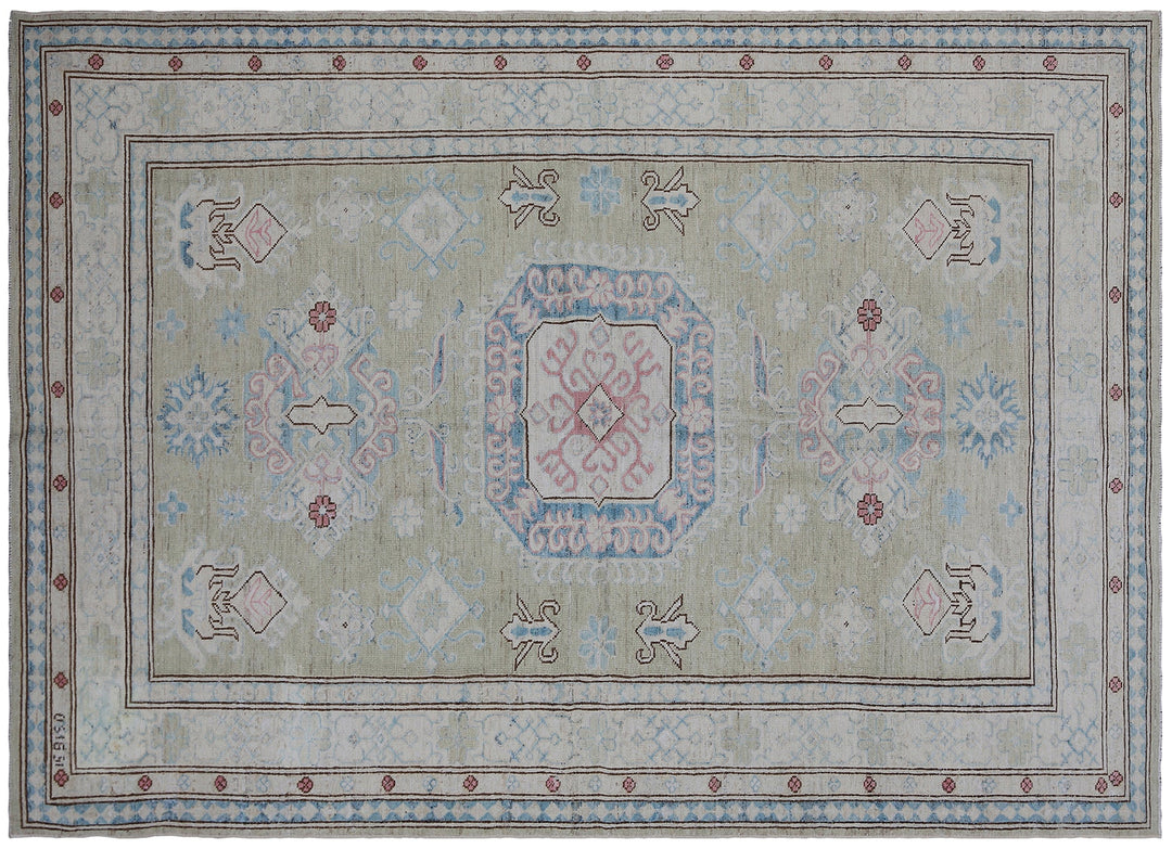 Ariana Rugs 5x7 Kazak Hazara Geometric Hand-Knotted Wool Rug
