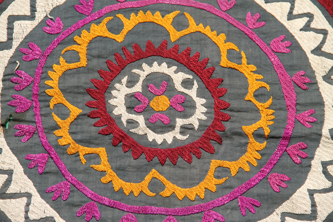 Ariana Rugs 6x12 Fine Quality Uzbek Hand-Embroidered Green Floral Textile