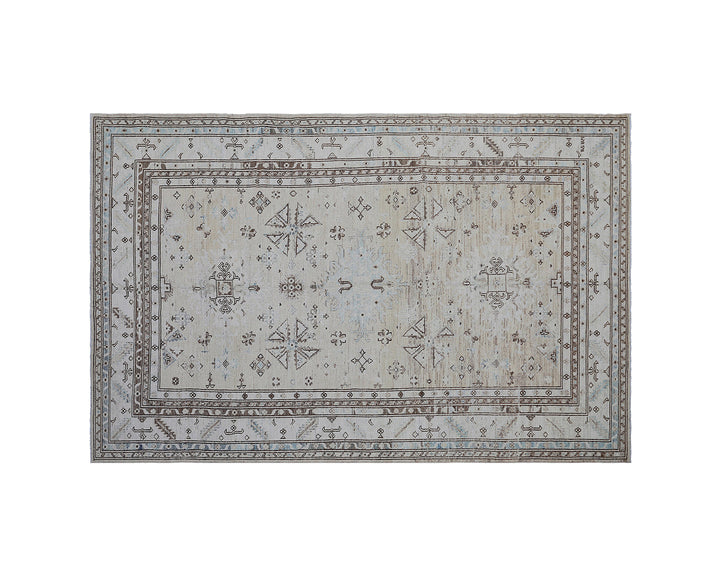 Ariana Rugs 6x9 Geometric Earth Tone Hand-Knotted Afghan Wool Rug.
