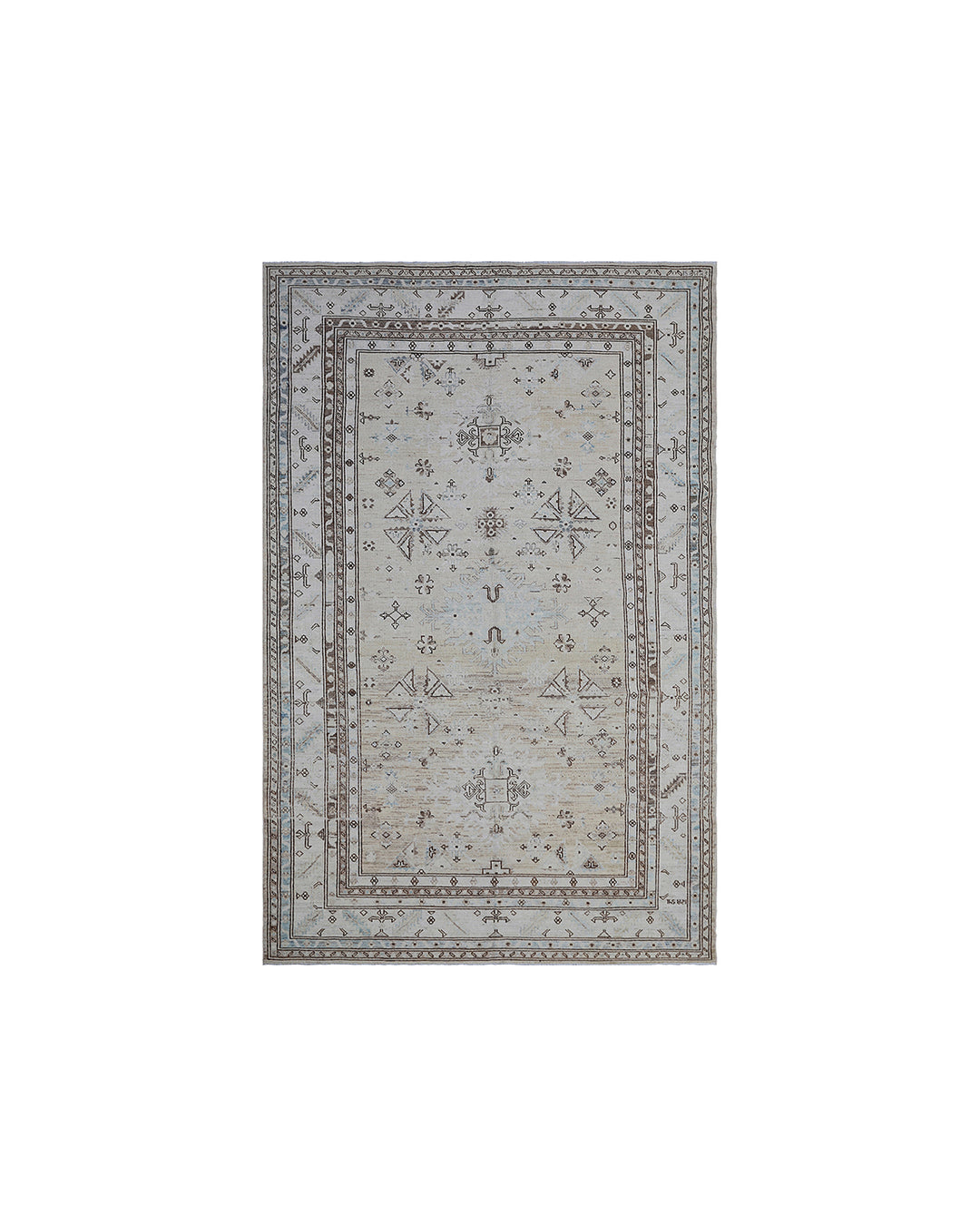 Ariana Rugs 6x9 Geometric Earth Tone Hand-Knotted Afghan Wool Rug