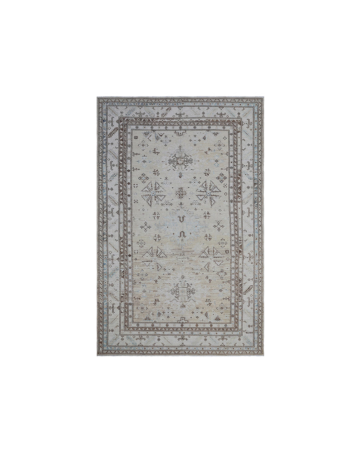 Ariana Rugs 6x9 Geometric Earth Tone Hand-Knotted Afghan Wool Rug