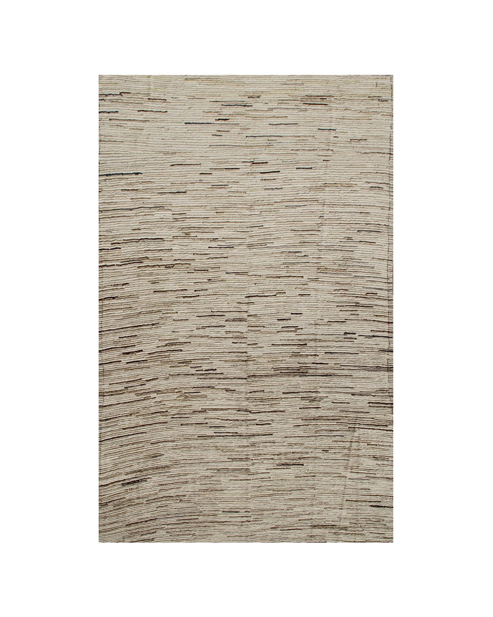Ariana Rugs 7'x10' handwoven soft brown Gabbeh style Barchi wool area rug featuring a subtle striped motif on an all-wool foundation.
