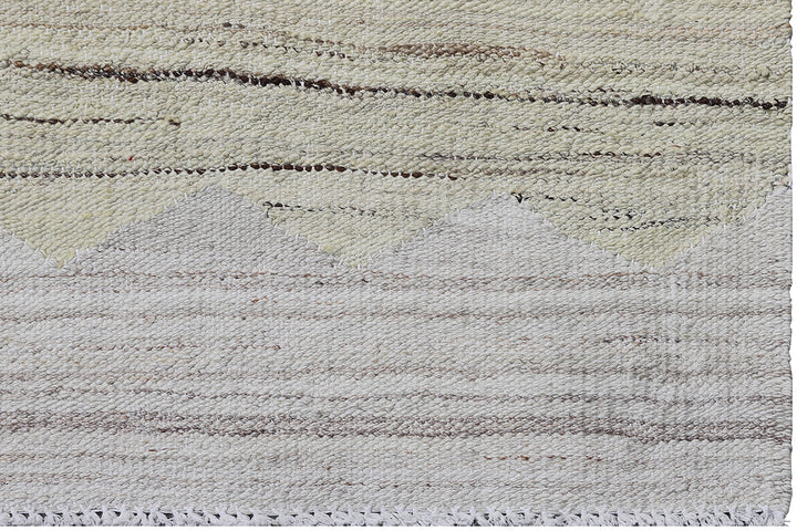 Ariana Rugs 8'x10' handwoven soft green and ivory wave design wool kilim area rug featuring a modern organic flatweave structure on a cotton foundation.
