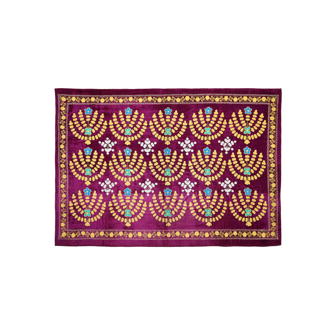 Ariana Rugs 8x10 Vintage Samarkand Uzbek Suzani Hand-Embroidered Magenta Velvet Tapestry