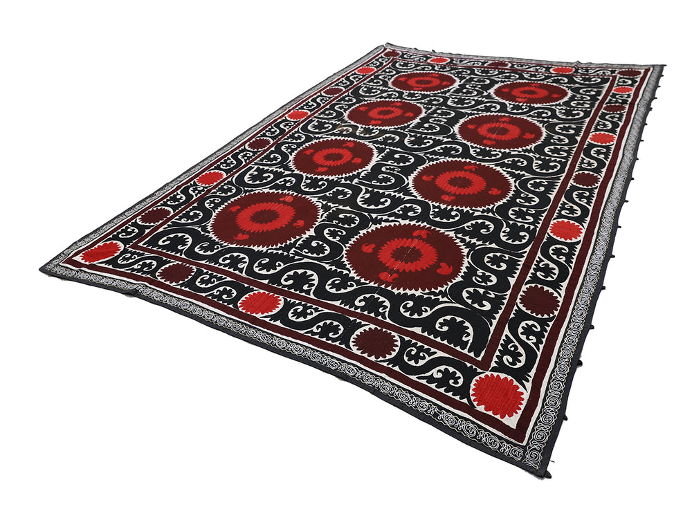 Ariana Rugs 8x11 Large Vintage Uzbek Hand-Embroidered Dowry Suzani Textile