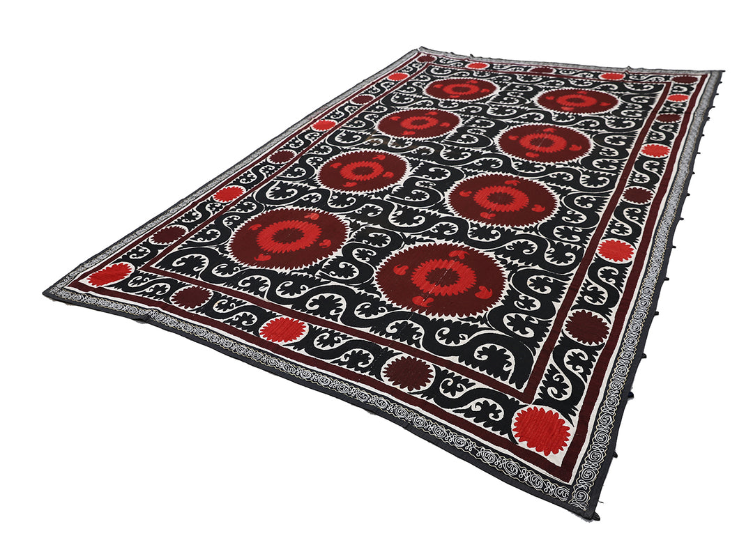 Ariana Rugs 8x11 Large Vintage Uzbek Hand-Embroidered Dowry Suzani Textile