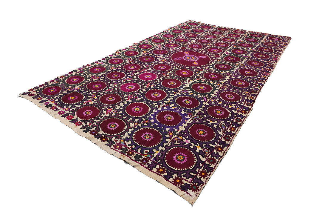 Ariana Rugs 8x15 Antique Khojent Tajik Suzani Hand-Embroidered Textile