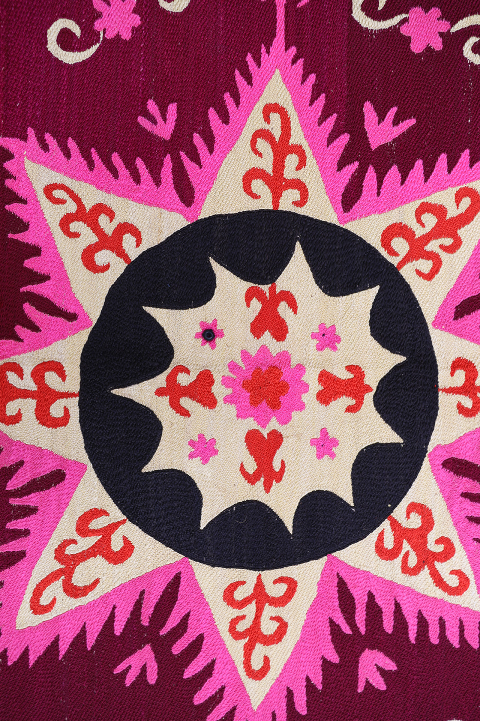Ariana Rugs 8x8 Fine Uzbek Suzani Hand-Embroidered Silk Cotton Textile Tapestry