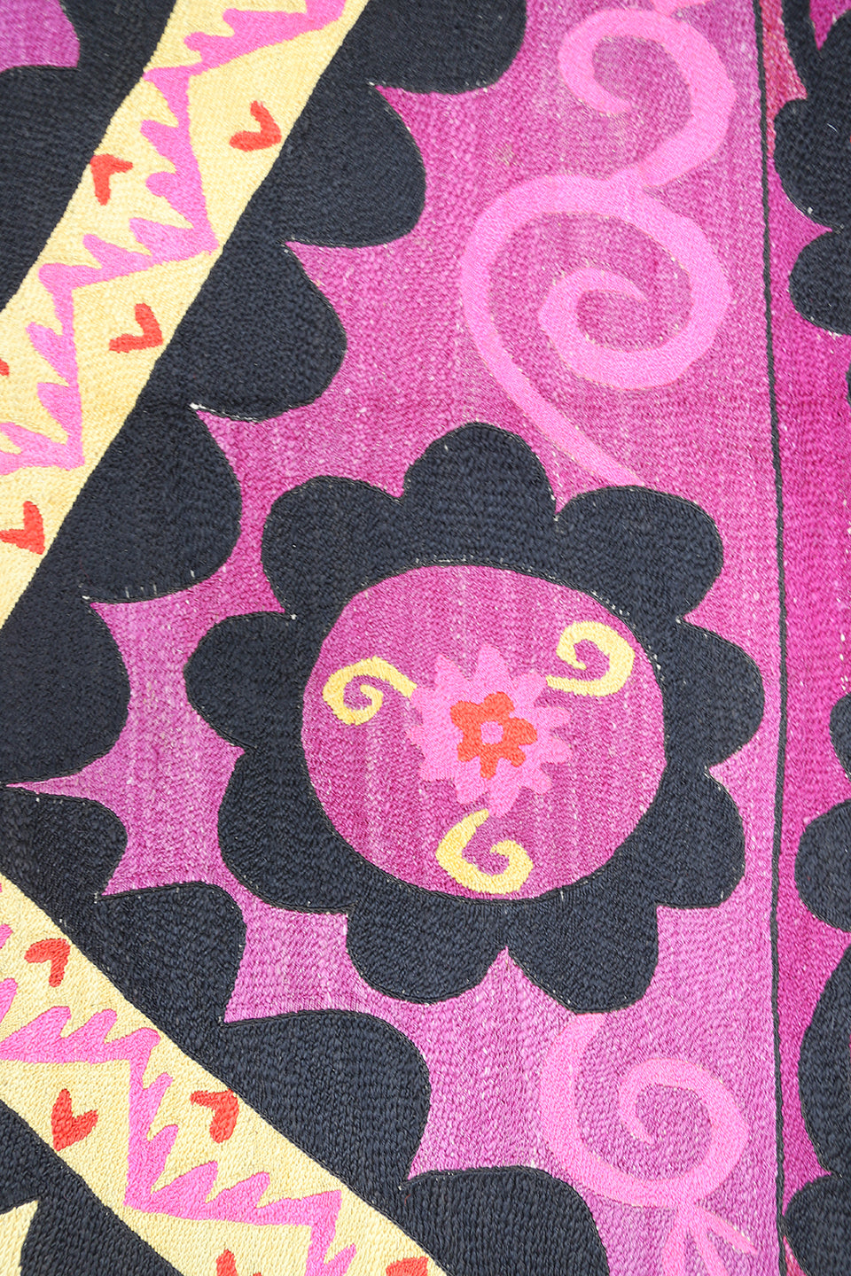 Ariana Rugs 8x8 Fine Uzbek Suzani Hand-Embroidered Silk Cotton Textile Tapestry