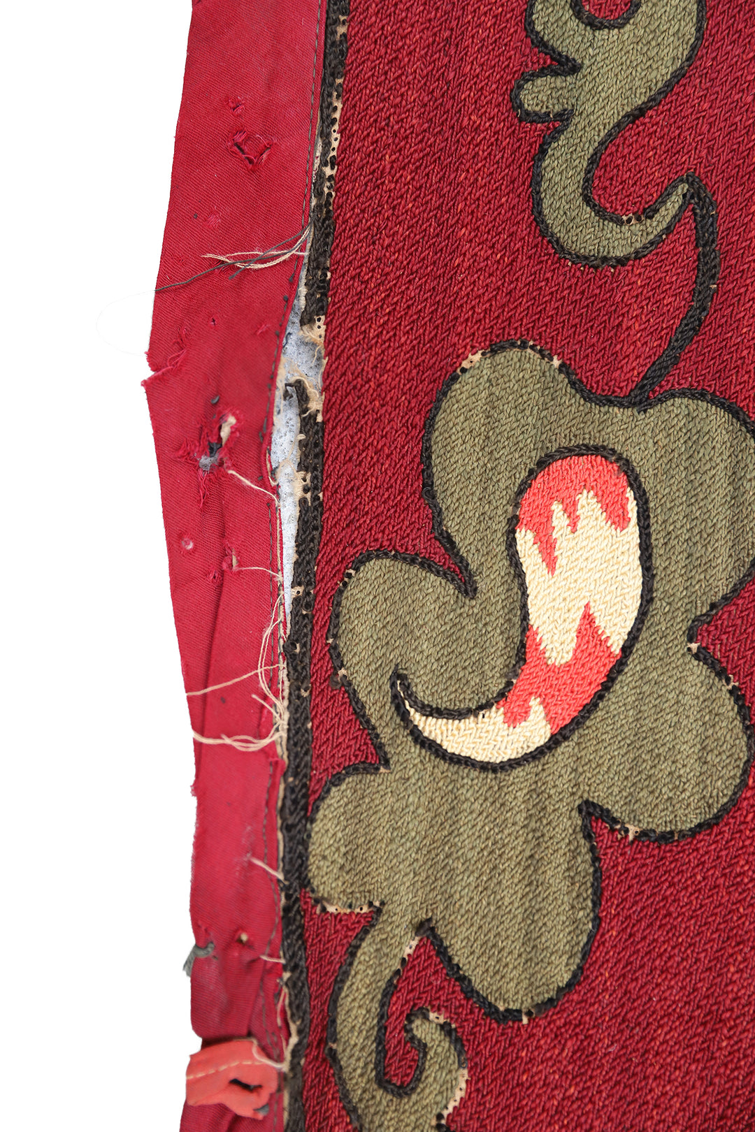 Ariana Rugs 8x9 Vintage Uzbek Hand-Embroidered Burgundy Textile Tapestry