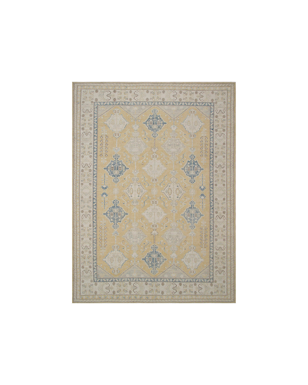 Ariana Rugs 9x12 Transitional Caucasian Soft Yellow Hand-Knotted Wool Rug