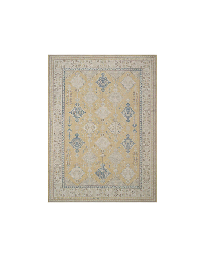Ariana Rugs 9x12 Transitional Caucasian Soft Yellow Hand-Knotted Wool Rug