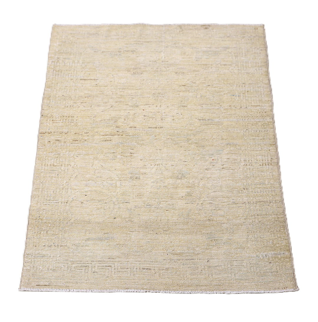 Ariana Rugs 2x3 hand-knotted luxury Afghan rug in soft pale washed-out Persian floral design, crafted by Hazara women weavers with organic wool