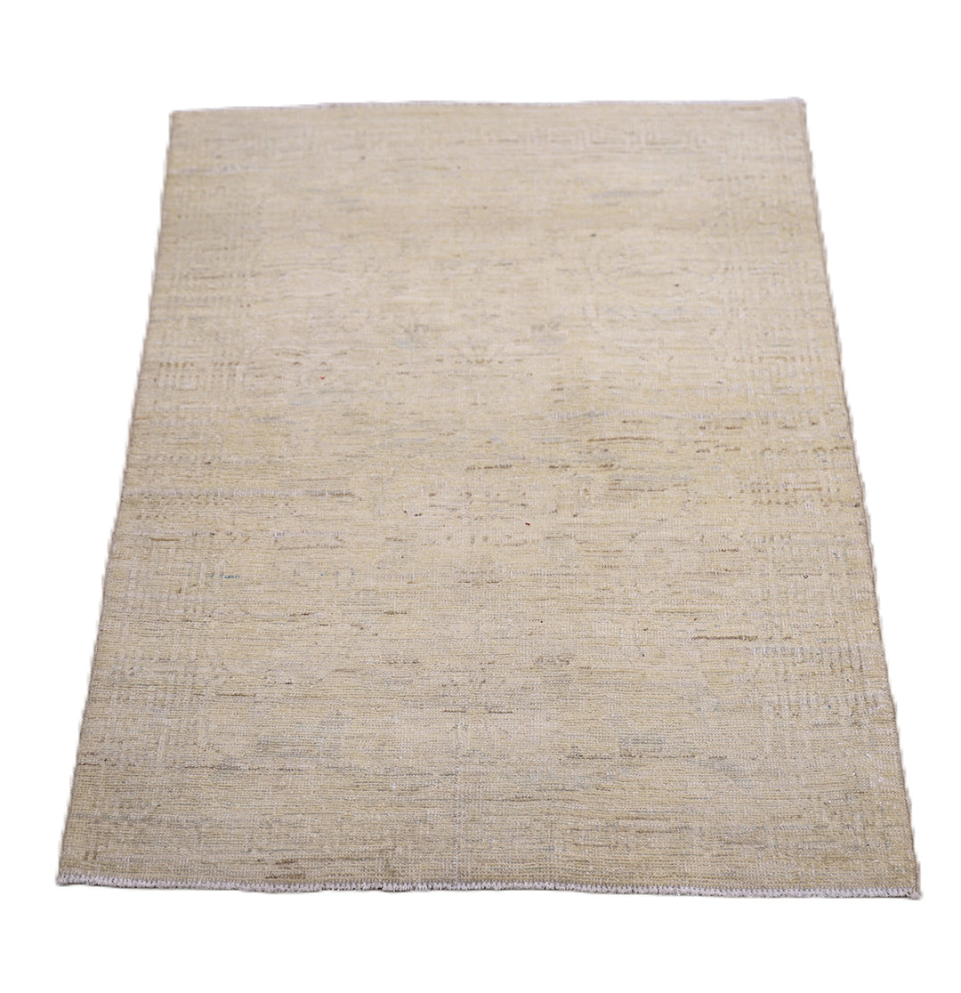 Ariana Rugs 2x3 hand-knotted luxury Afghan rug in soft pale washed-out Persian floral design, crafted by Hazara women weavers with organic wool