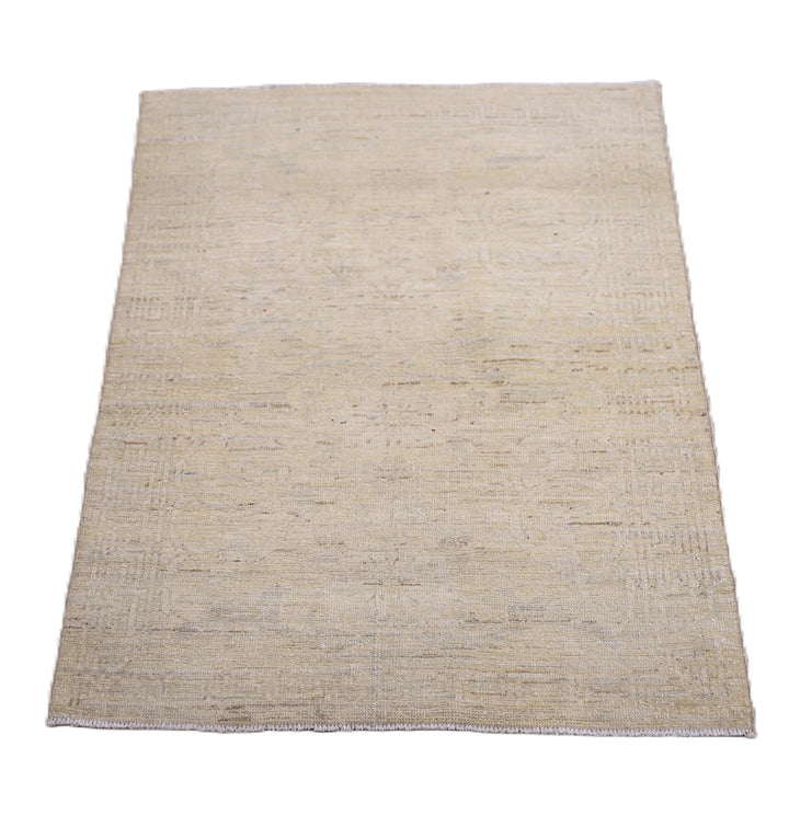 Ariana Rugs 2x3 hand-knotted luxury Afghan rug in soft pale washed-out Persian floral design, crafted by Hazara women weavers with organic wool