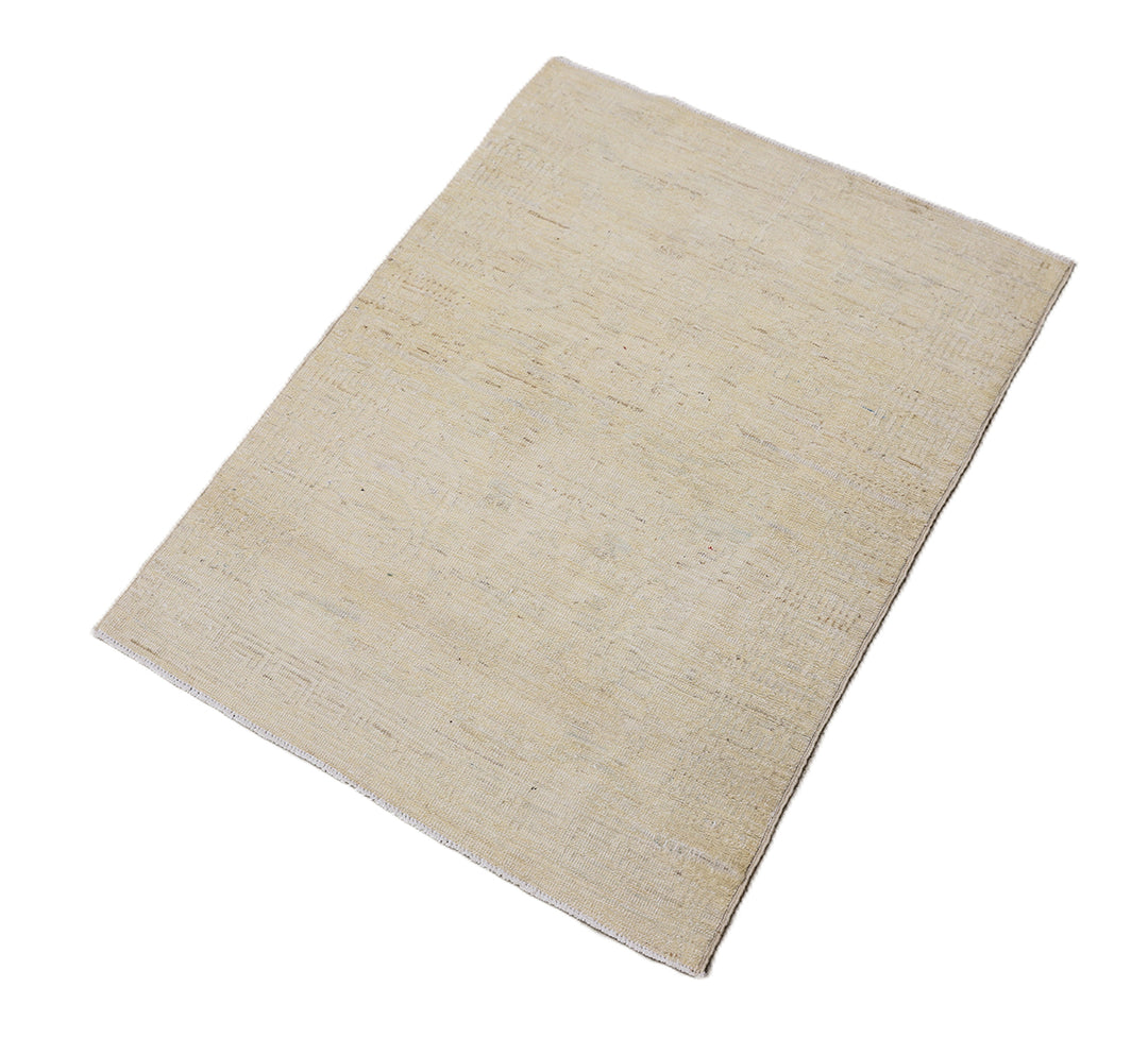 Ariana Rugs 2x3 hand-knotted luxury Afghan rug in soft pale washed-out Persian floral design, crafted by Hazara women weavers with organic wool