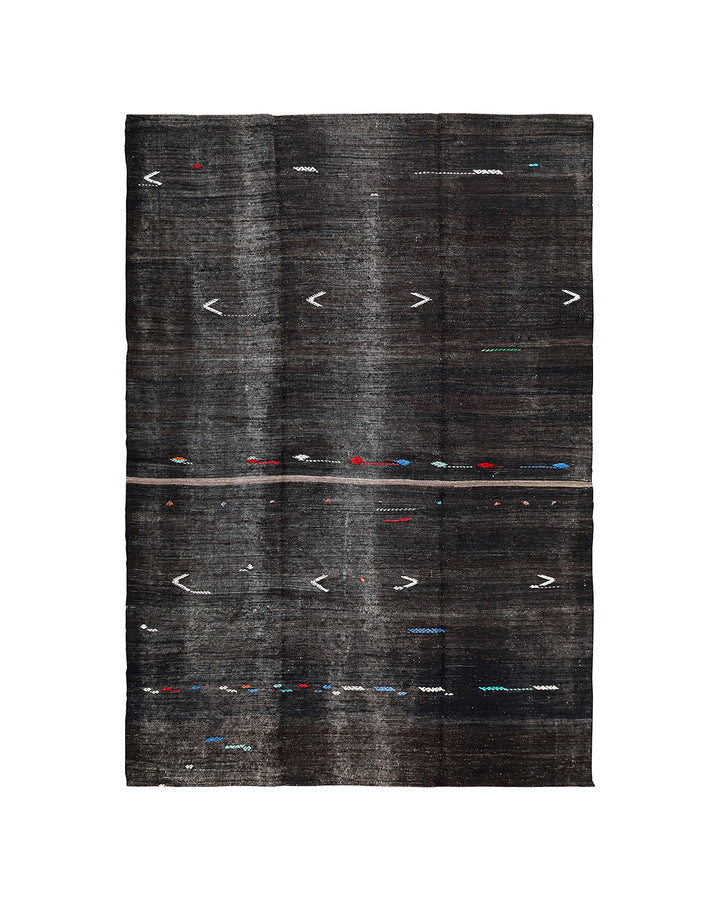 Ariana Rugs – One-of-a-Kind Black and White Tribal Kilim (8x11)