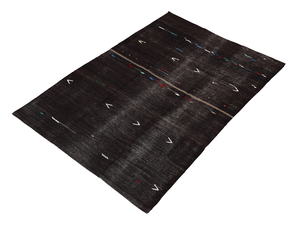 Ariana Rugs – One-of-a-Kind Black and White Tribal Kilim (8x11)