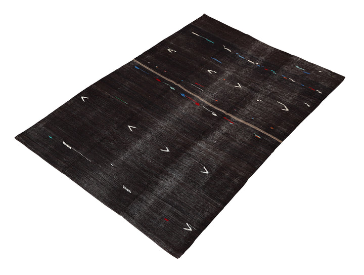 Ariana Rugs – One-of-a-Kind Black and White Tribal Kilim (8x11)