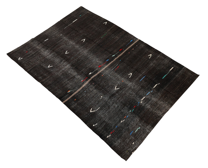 Ariana Rugs – One-of-a-Kind Black and White Tribal Kilim (8x11)