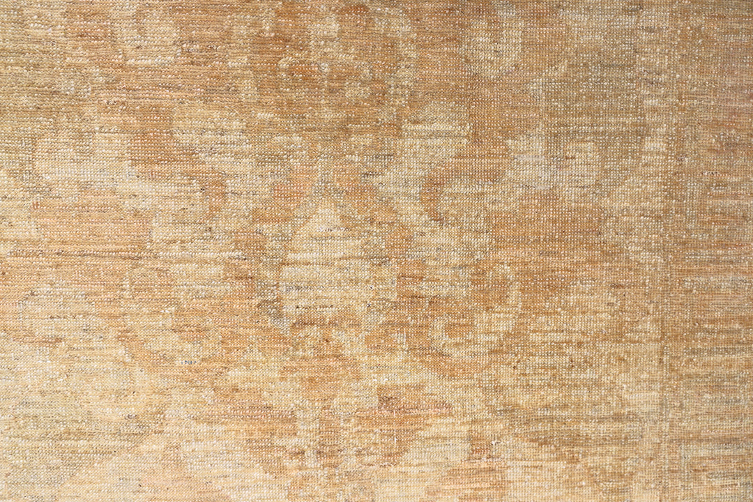 Ariana Rugs hand-knotted 2'10" x 4'4" soft honey traditional Persian floral accent rug, woven in organic wool by Hazara women weavers in Afghanistan.