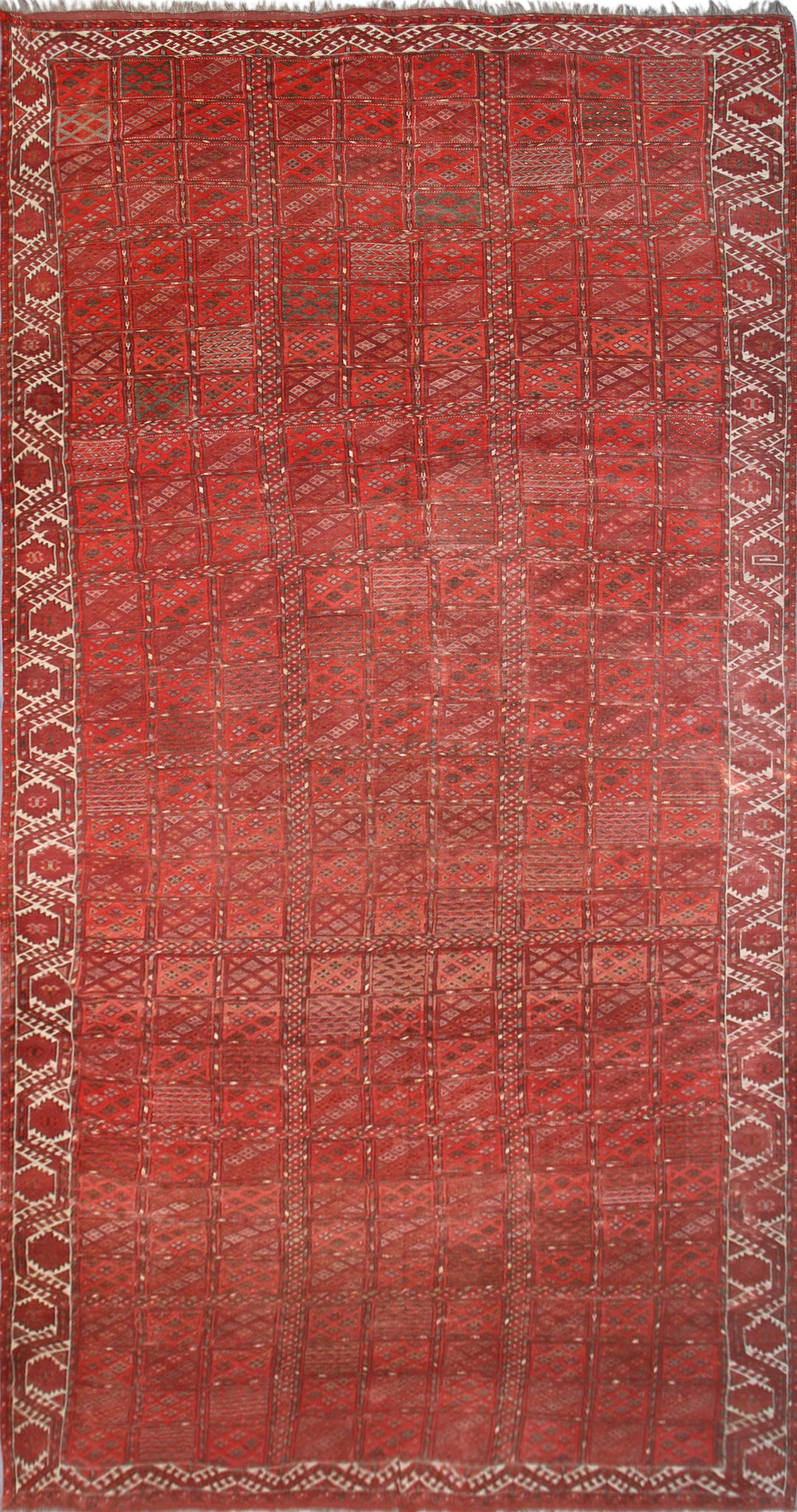 Ariana Rugs Exclusive: Rare 18' Antique Red Afghan Geometric Carpet