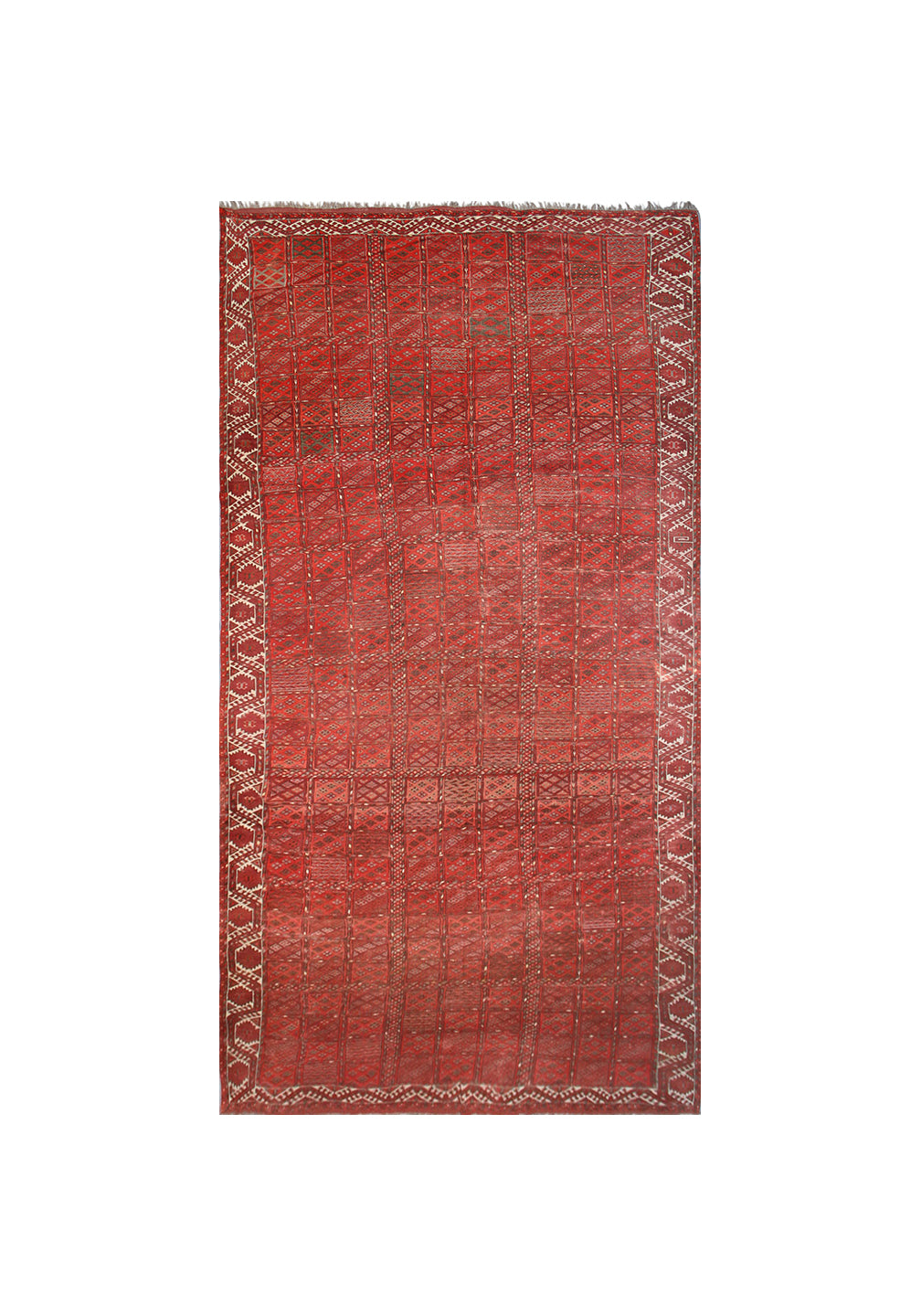 Ariana Rugs Exclusive: Rare 18' Antique Red Afghan Geometric Carpet