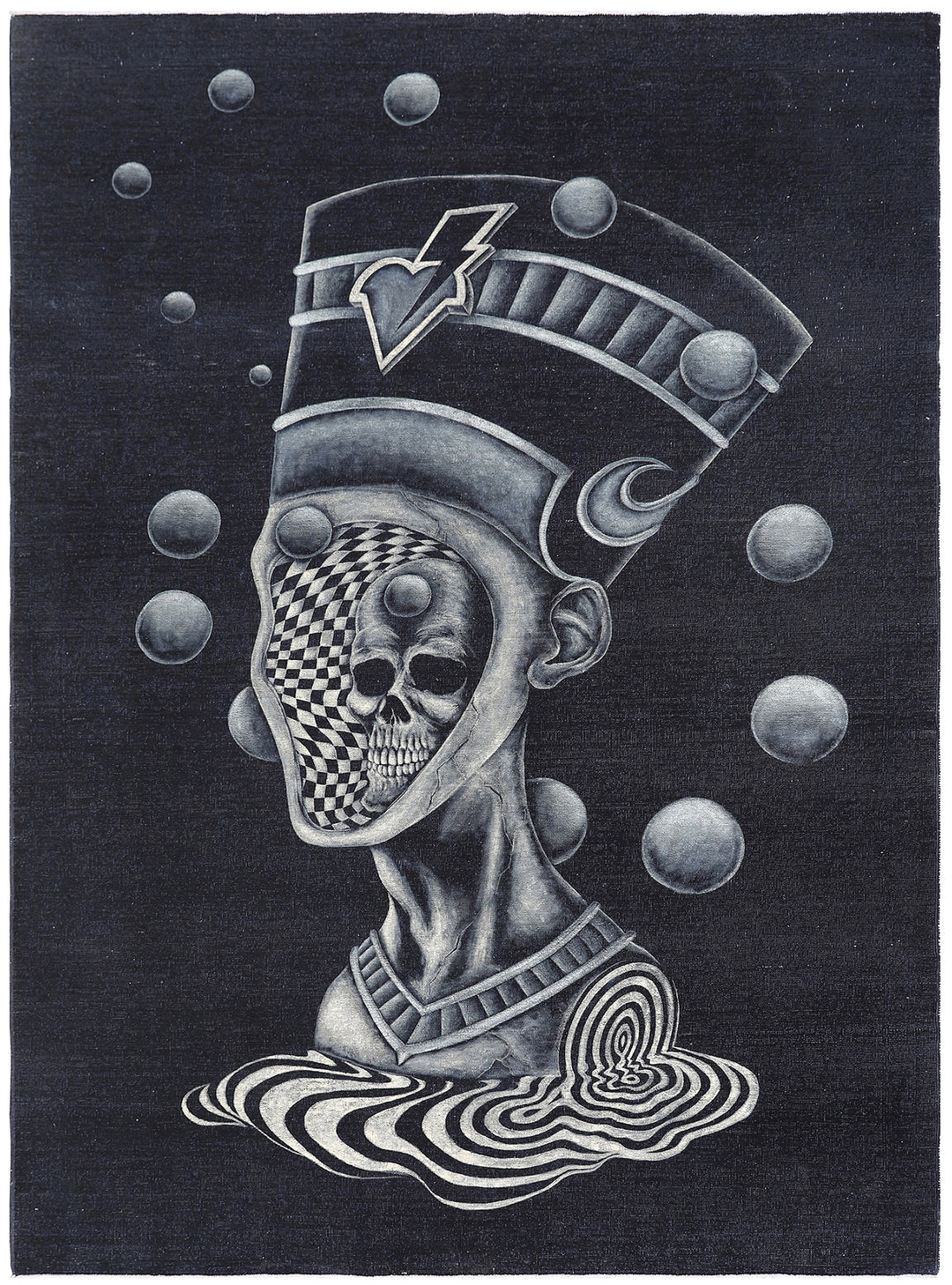 Ariana Rugs "Nevertiti" Hand-Painted Afghan Wool Rug by Marwan Shahin