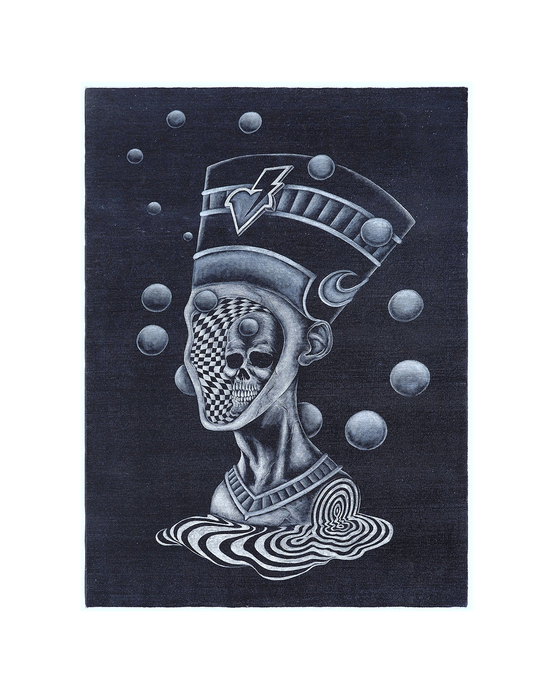 Ariana Rugs "Nevertiti" Hand-Painted Afghan Wool Rug by Marwan Shahin