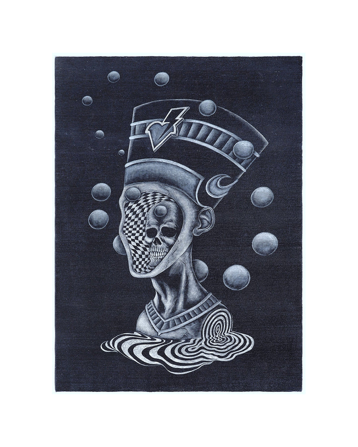 Ariana Rugs "Nevertiti" Hand-Painted Afghan Wool Rug by Marwan Shahin
