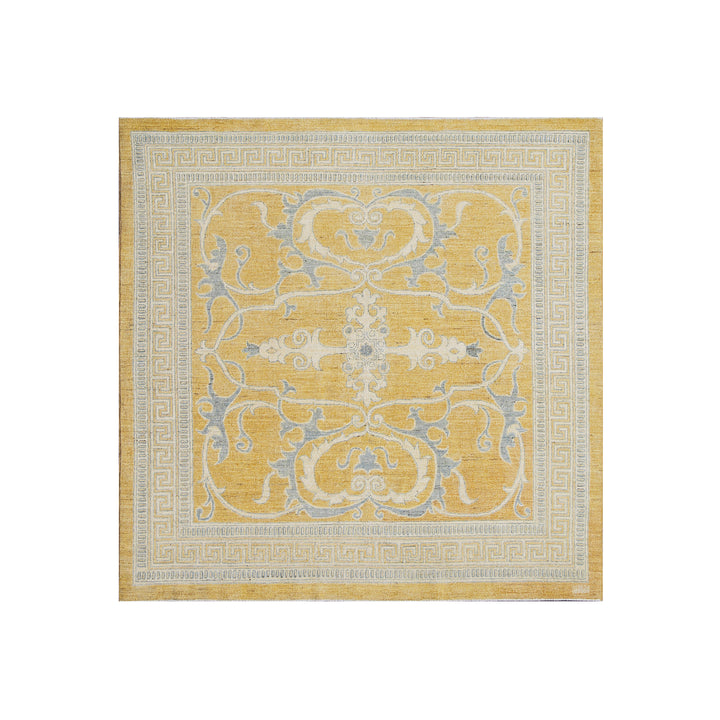 4.04 x 4.05 Ariana Samarkand Design Gold Blue Ivory Rug