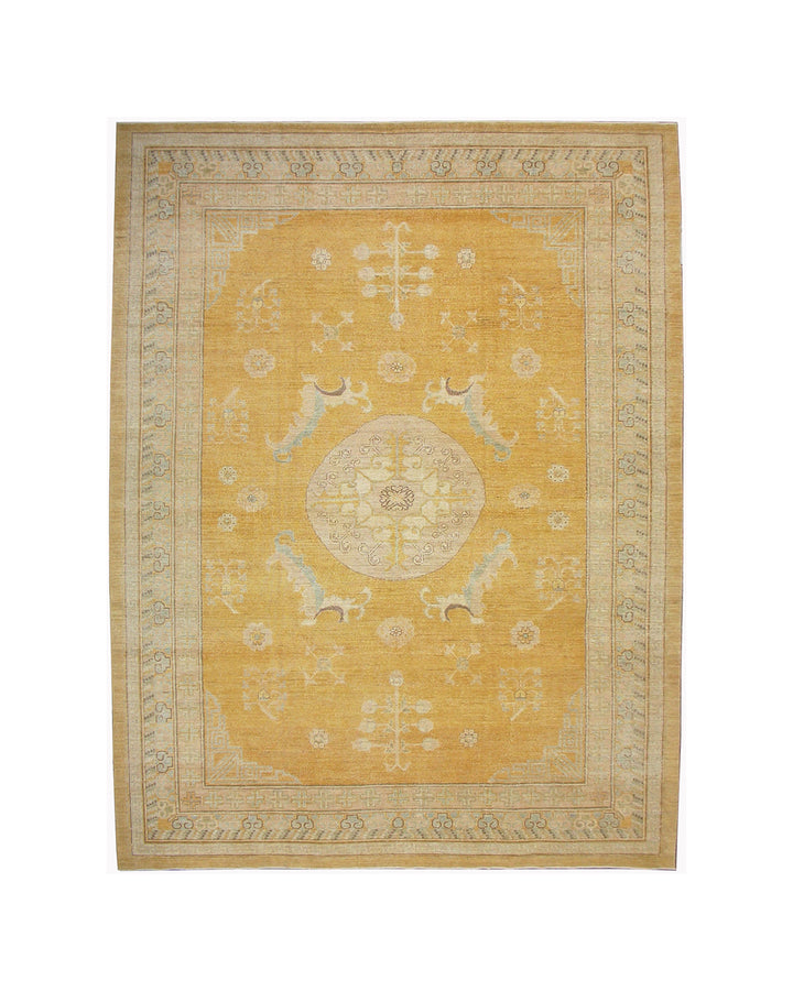 10x14 Ariana Samarkand Gold Geometric Medallion Rug