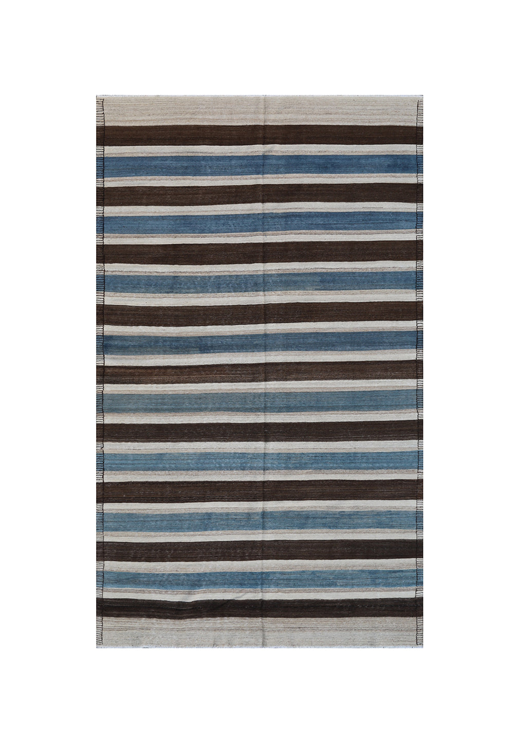 Authentic Ariana Striped Kilim - Blue and Brown Decorative Design
