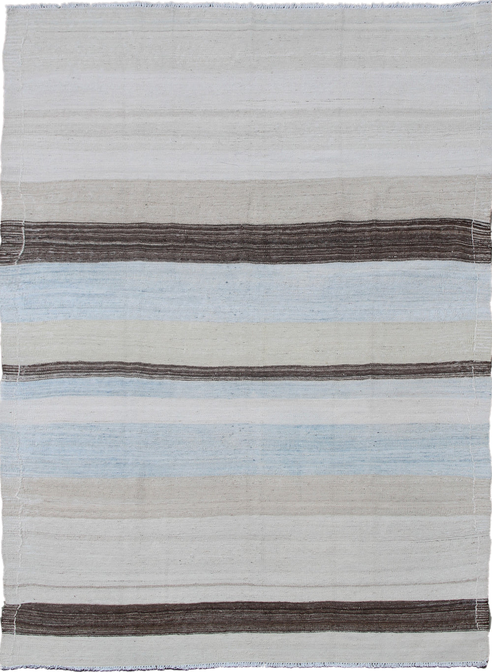 Ariana Rugs 4'3" x 7'3" Light Blue & Ivory Striped Handwoven Kilim