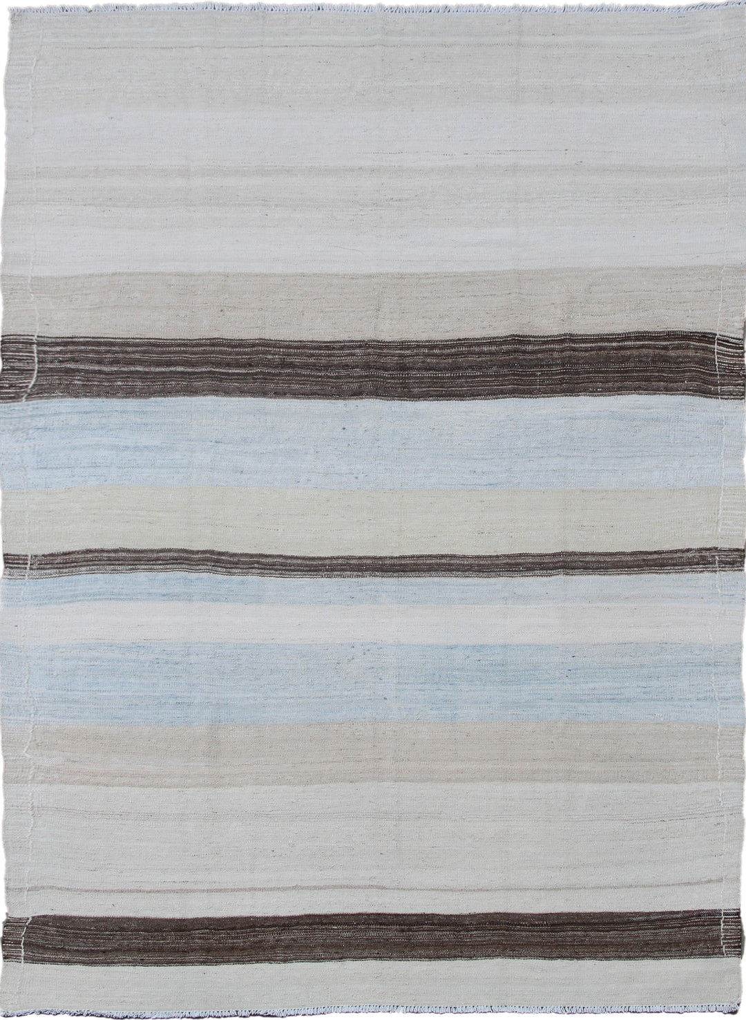 Ariana Rugs 4'3" x 7'3" Light Blue & Ivory Striped Handwoven Kilim